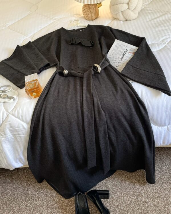 فستان قطن خريفي أسود