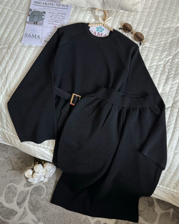 طقم صوف ناعم وخفيف أسود